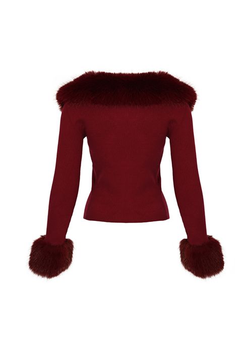 Cardigan maglia bordi simil pelliccia Ciliegia NO SECRETS | 253NS069CILIEGIA